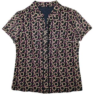 锦依罗专柜正品新品中年女夏装台湾纱短袖T恤时尚气质妈妈小衬衫