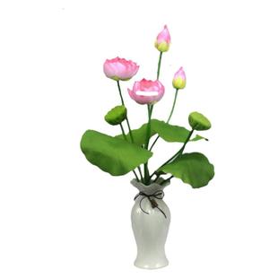 中式仿真荷花瓶插花家居装饰花供佛荷花假花佛台佛前摆放花塑料花
