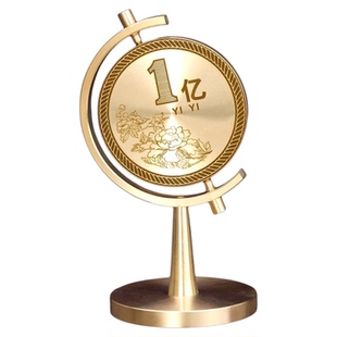 高级感小众客厅办公桌车载汽车一个亿小目标纯黄铜解压礼物小摆件