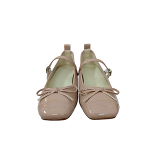 真皮版~粗跟舒适软底鞋一字带蝴蝶结浅口瓢鞋百搭复古奶奶鞋大码