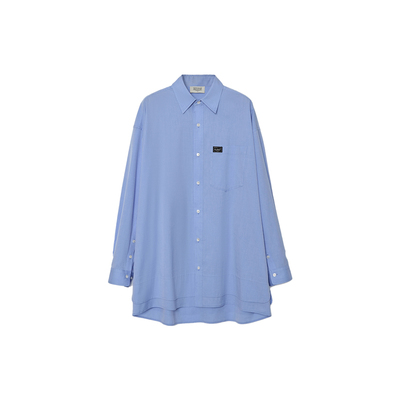 进口棉双层下摆贝母扣长袖衬衫