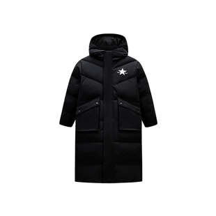 匡威童装男童羽绒服2025冬季新款加绒加厚保暖防风长款连帽外套