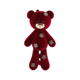 可爱小熊刘海侧边夹前额侧边红色发夹女碎发鸭嘴夹头发小夹子头饰