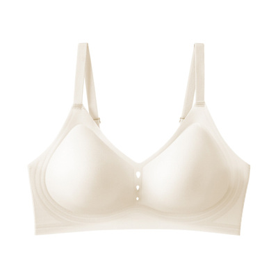 BRA SIZE夏季无痕内衣女薄款无钢圈字母肩带运动文胸罩奶咖色M码