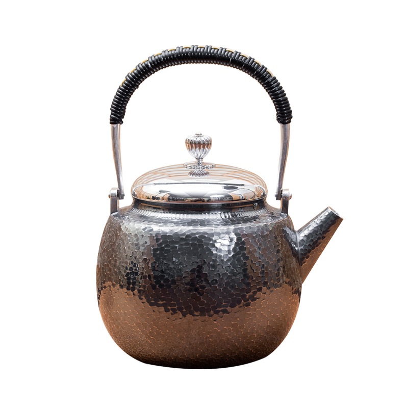 日本樣式茶壺家用送禮泡茶器具煮茶器手工純999銀壺燒水壺 炮口