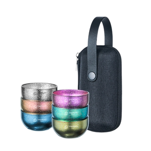 纯钛双层小茶杯钛酒杯户外防烫钛杯露营旅行茶具专用主人杯泡茶杯