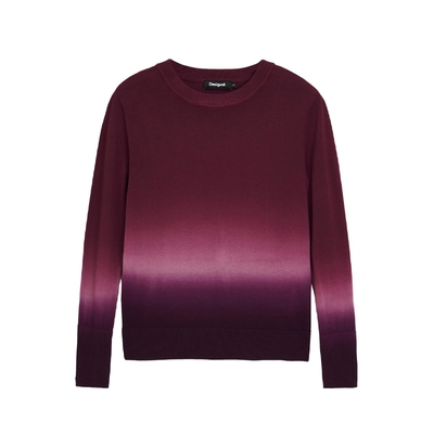 Desigual渐变吊染印花修身长袖女士针织衫毛衣