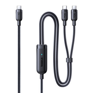 倍思二合一充电线typeC双头140W高功率pd快充数据线车载适用iPhone17一拖二ipad平板笔记本电脑苹果华为安卓