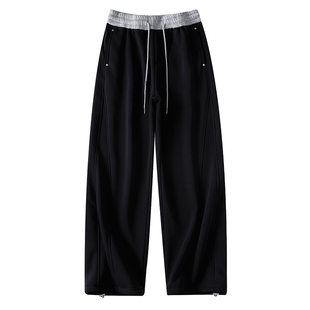 秋冬季加绒加厚休闲长裤子男孩学生直筒阔腿裤青少年大童运动卫裤