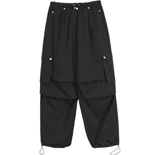 美特斯邦威女款抽绳工装宽松舒适百搭时尚潮流休闲伞兵长裤子下装