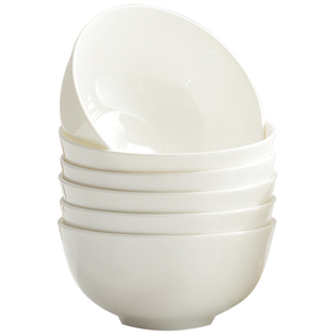 纯白色陶瓷碗家用2025新款简约骨瓷吃饭碗面碗汤碗微波炉餐具套装