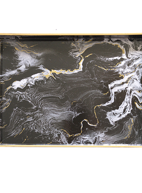 轻奢风大理石纹家居摆件圆形托盘