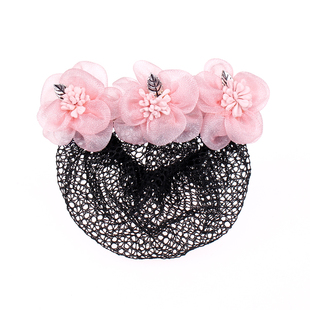 头花女职业高端简约头饰银行发网护士网兜酒店工作发饰上班盘头发