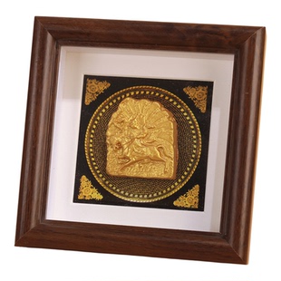 藏式红泥擦擦格萨尔王四寸多福相框摆件挂画装饰家用木质唐卡礼盒