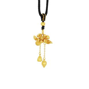 沙金莲花两世欢吊坠项链绳保色流苏莲子项链毛衣链女情侣生日礼物