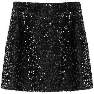 金丝绒亮片短裙半身裙女秋冬2025新款显瘦包臀A字裙高腰气质半裙