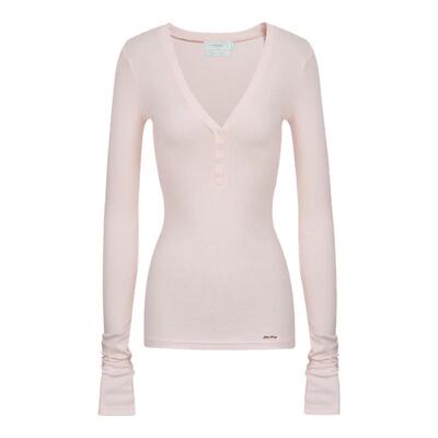 柔软天丝V领排扣修身打底