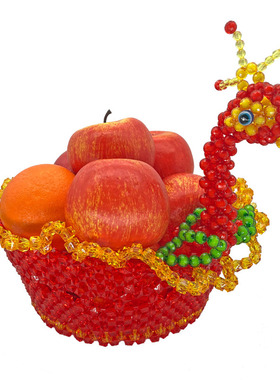 串珠孔雀果盘家居装饰摆件