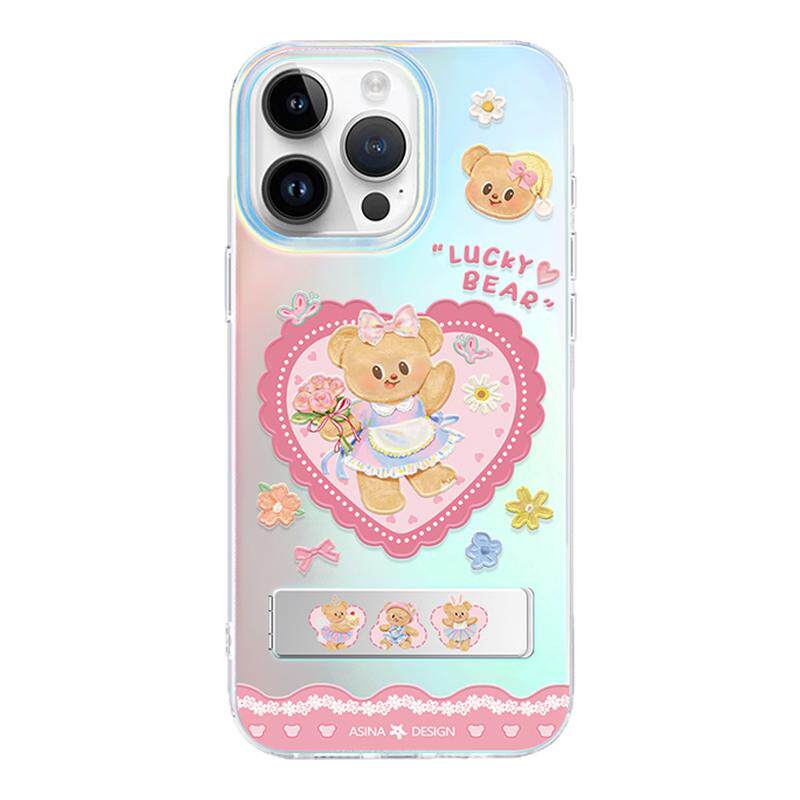 小熊花园适用苹果17Promax手机壳隐藏式一体支架iPhone16保护套折叠全包13可爱创意防摔ip14Pro新款高级15