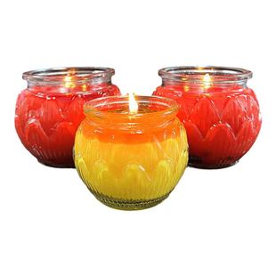 酥油灯厂家2天/3天莲花特大玻璃酥油灯蜡烛无烟供佛供神佛灯