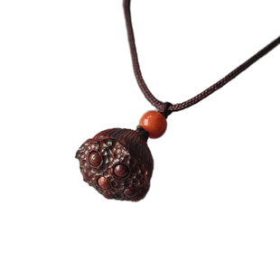天然印度小叶紫檀木莲蓬吊坠实木木质项链锁骨链好运连连缺木好物