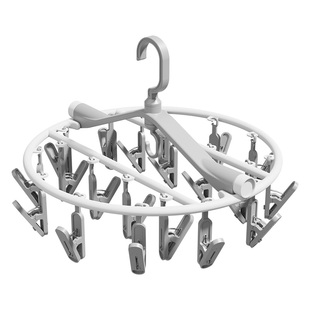 阳台晒袜子神器圆盘晾衣架多夹子挂袜子折叠晾晒架家用防风带夹子