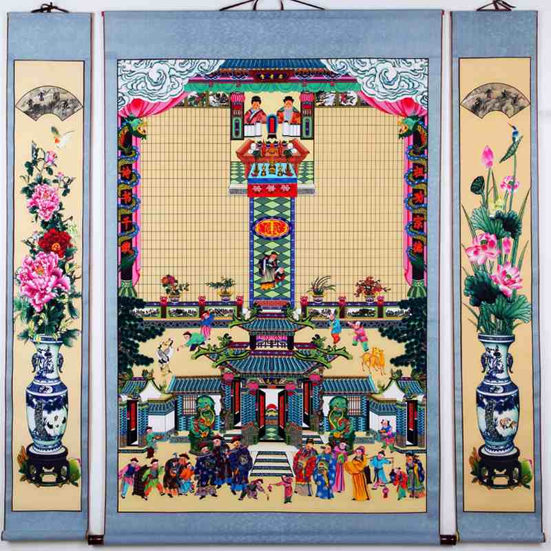 老式布供奉老祖宗家谱族谱挂画祠堂宗谱祖先神位世系牌位家堂轴子