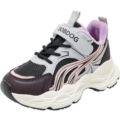 巴布豆童鞋官方旗舰店正品女童加绒鞋冬款二棉鞋女孩加厚运动鞋男