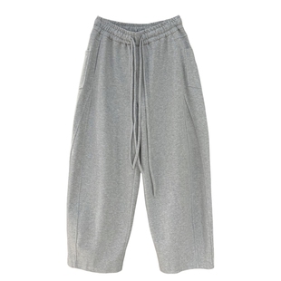 潮牌春季直筒卫裤男韩版纯色结构拼接宽松青年垂感帅气阔腿休闲裤