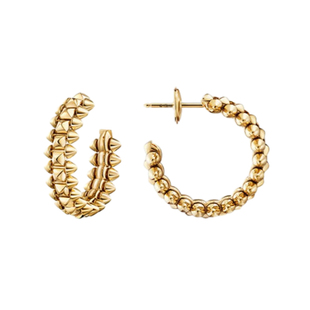 欧美风mini铆钉耳环女镀18K玫瑰金小众设计感镶钻大号耳钉耳圈饰