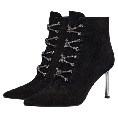 KISSCAT接吻猫黑色高跟时装靴女