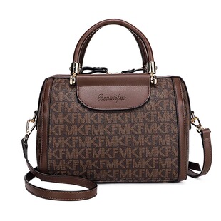 MKF品牌包包女款大容量真皮老花波士顿枕头包通勤手提单肩斜挎包