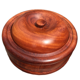 缘创艺红木干果盒大果紫檀花梨果盆收纳储物罐整木料糖果盘盒摆件