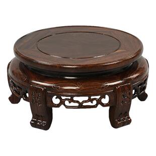 实木圆形摆件花瓶盆奇石头托架子佛像酒坛鱼缸盆景红木工艺品底座