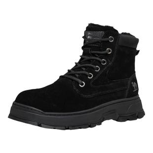 骆驼男鞋冬季新款加绒马丁靴保暖增高厚底休闲工装户外高帮雪地靴