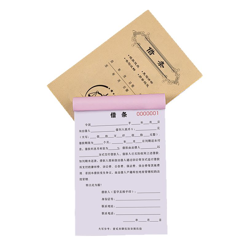 借条个人正规借据单借款协议书借款条合同借钱借据欠账票据借条本