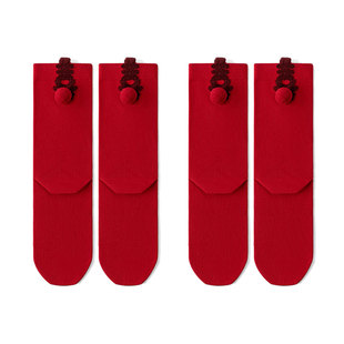 拾袜记喜字本命年红色袜子男女情侣款中筒袜一对结婚礼物无骨袜