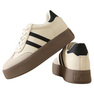 真皮内增高7CM德训鞋女2026秋季新款百搭厚底板鞋休闲运动阿甘鞋