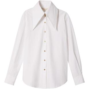 [智性学院风]PSALTER诗篇宽松简约复古尖领长袖白衬衫秋款