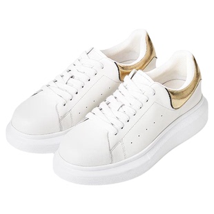 宝舒曼真皮小白鞋女新款女款厚底透气全头层牛皮运动女鞋休闲板鞋