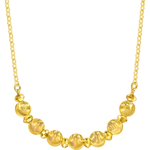 周生生足金猫眼金珠爆闪碎碎金蹦迪珠黄金项链95481N