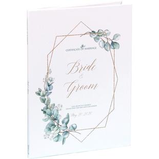 a4香港客制结婚证书套水彩森系尤加利婚礼婚书出生证套防水创意