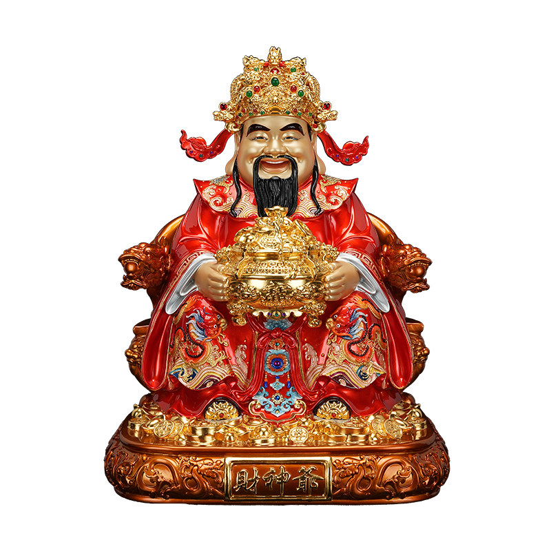 中式纯手工彩绘财神铜像摆件