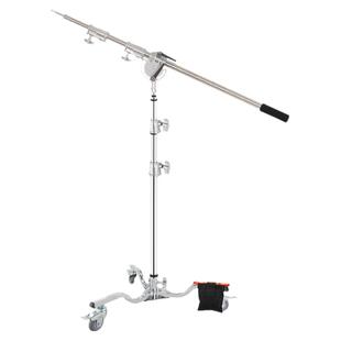 专业移动LED补光灯架 摄影棚直播间托盘支架折叠矮脚滑轮地轨灯架