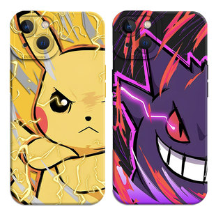 潮牌宝可梦适用苹果16手机壳iPhone15promax皮卡丘17/13耿鬼14新款11情侣12mini男生xs神奇x宝贝xr男8plus/7p