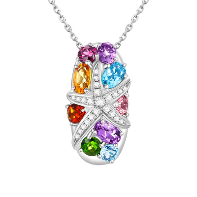 周大福ENZO18K金多彩宝石吊坠