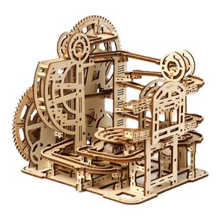木制立体弹珠轨道拼装模型木头3d拼图高难度木质机械益智玩具礼物