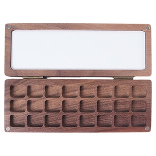 SeamiArt西米美术24格黑色胡桃木固体水彩颜料分装盒便携水彩盒