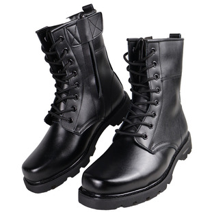 春夏季高帮真皮作战靴男女款特种兵战术靴防滑耐磨羊毛防寒马丁靴