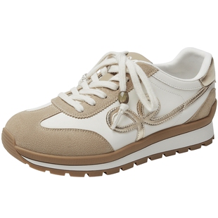 百田森德训鞋女春季新款配阔腿裤的鞋子运动鞋女时尚厚底阿甘鞋